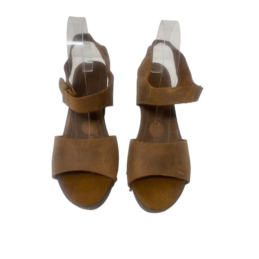A. Giannetti Wooden Platform Sandals Brown Leather Y2K Womens Euro 41 US 9.5